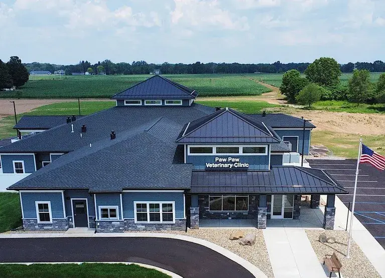 Paw Paw Veterinary Clinic exterior in late afternoon light